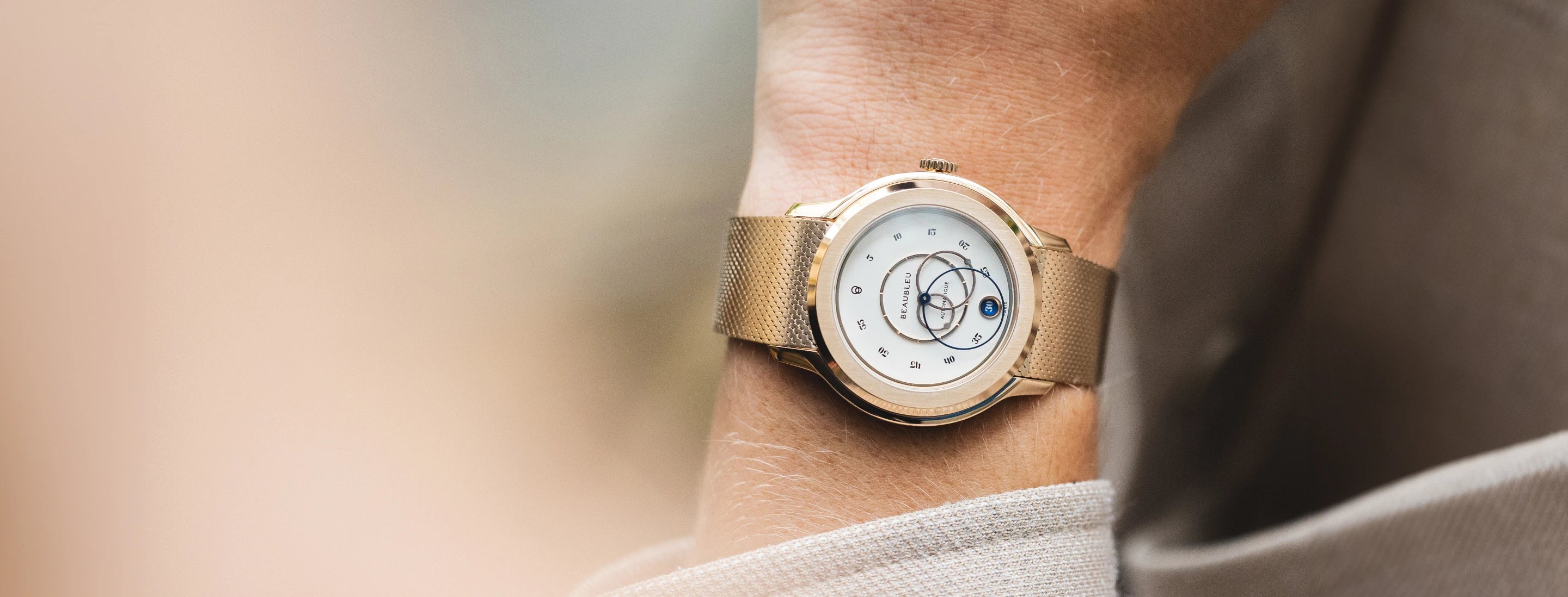 montre automatique beaubleu poignet homme