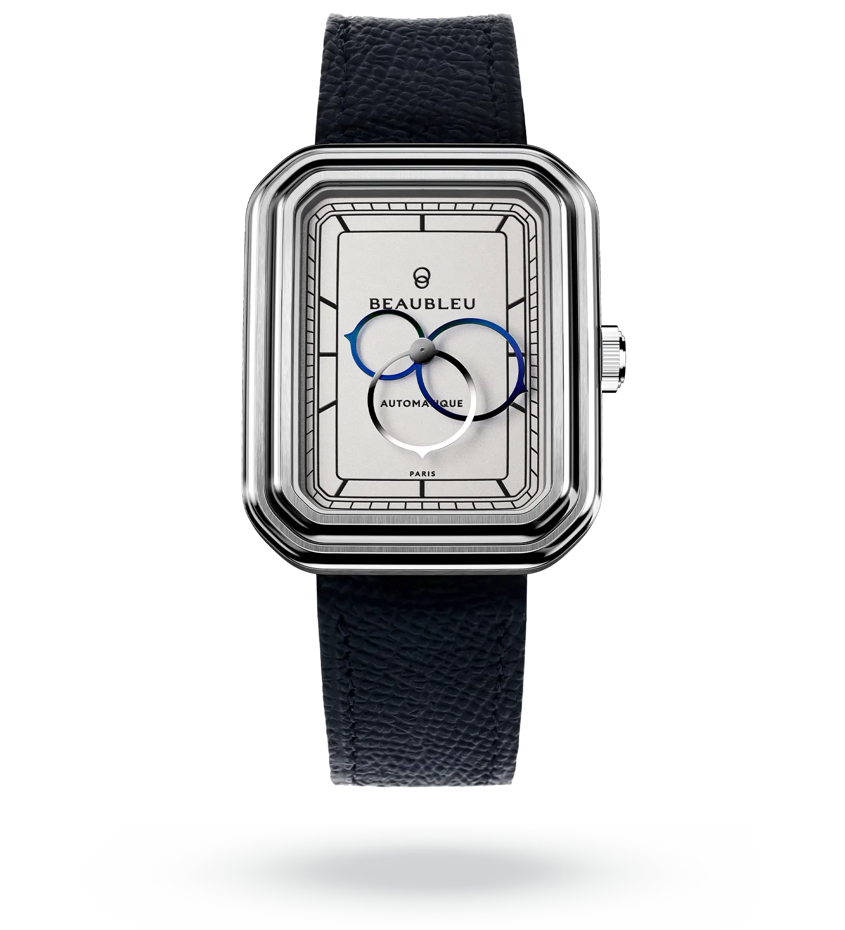 #couleur_Bracelet en cuir - Bleu Grainé #color_Leather strap - Grained Blue