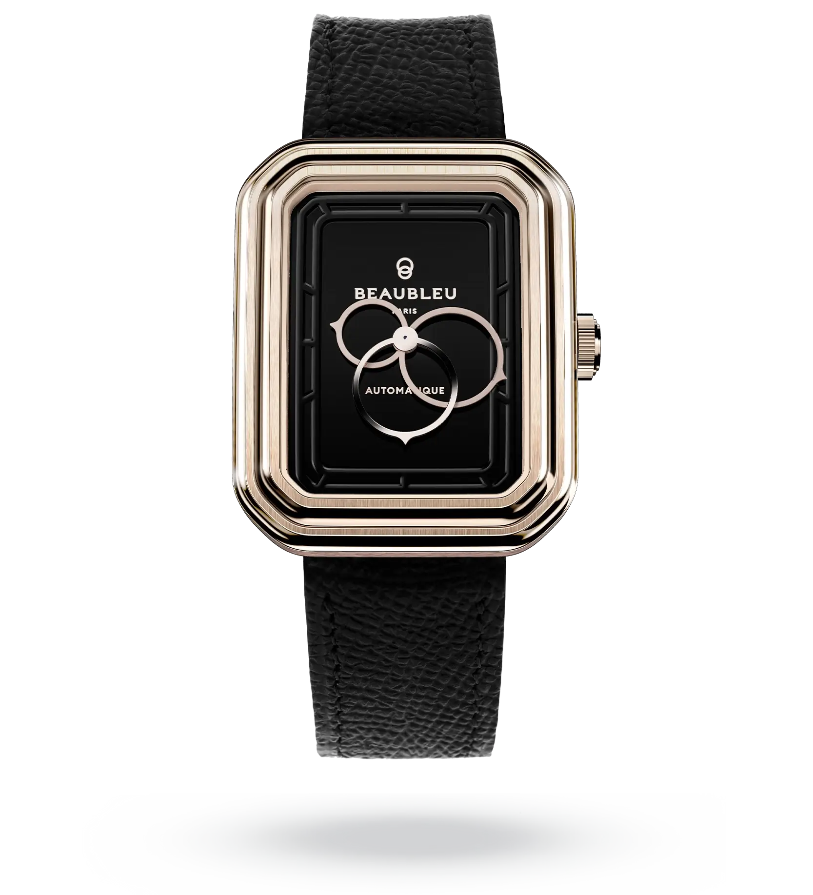 #couleur_Bracelet en cuir - Noir Grainé #color_Leather strap - Grained Black