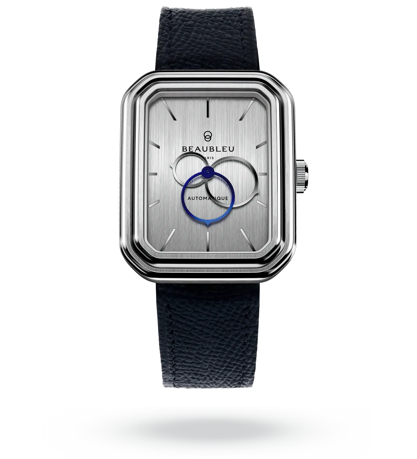 #couleur_Bracelet en cuir - Bleu Grainé #color_Leather strap - Grained Blue