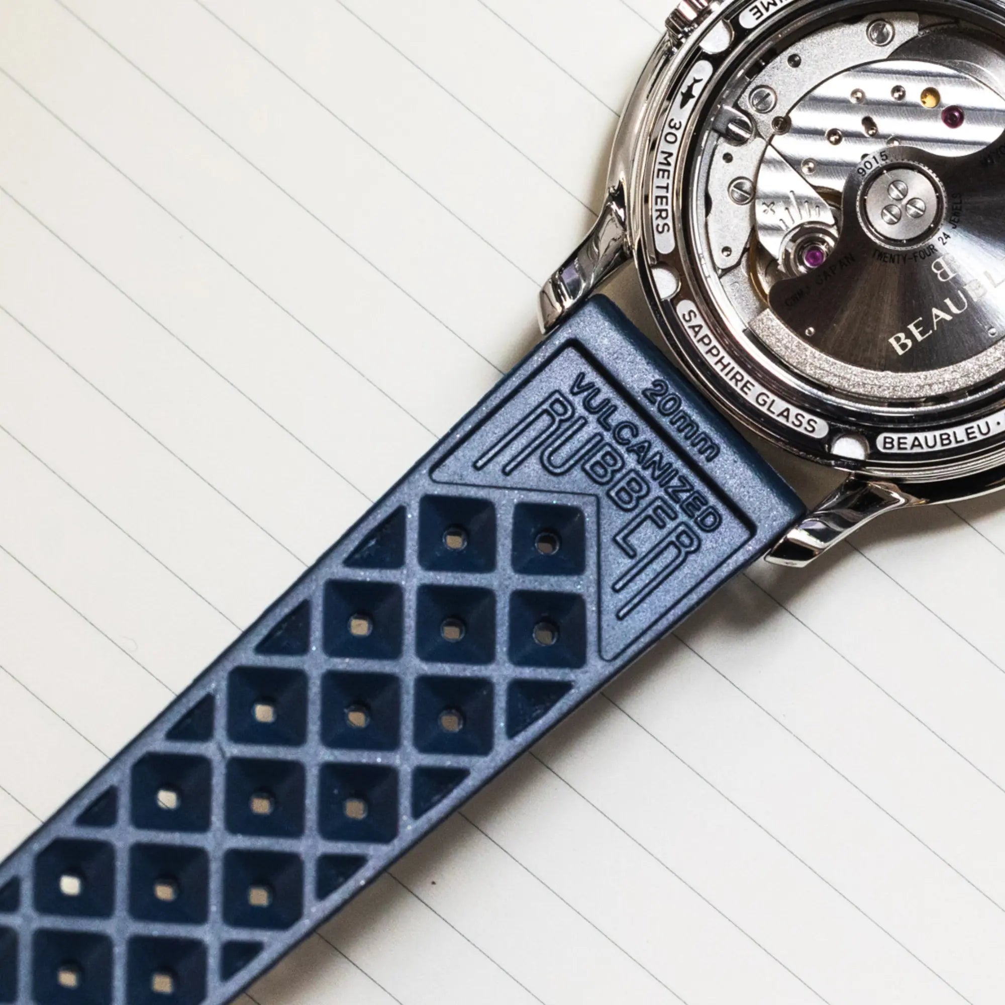 Bracelet tropic Bleu vu de dos avec montre beaubleu