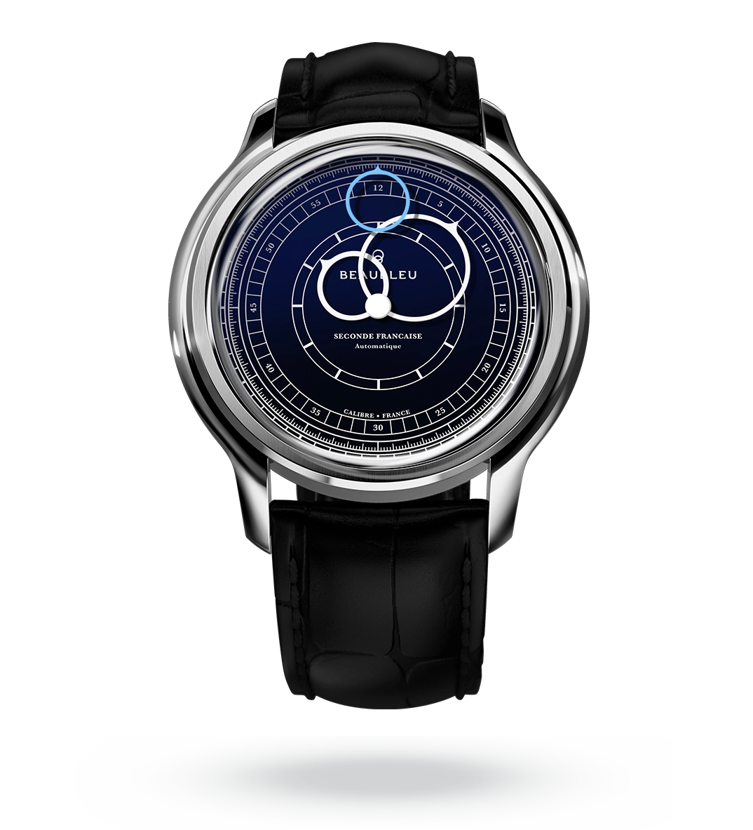 #couleur_Bracelet en cuir - Noir Caïman #color_Leather strap - Caiman Black