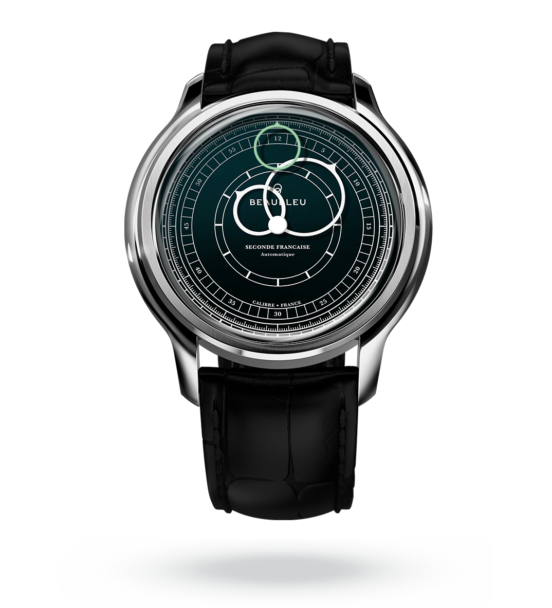 #couleur_Bracelet en cuir - Noir Caïman #color_Leather strap - Caiman Black