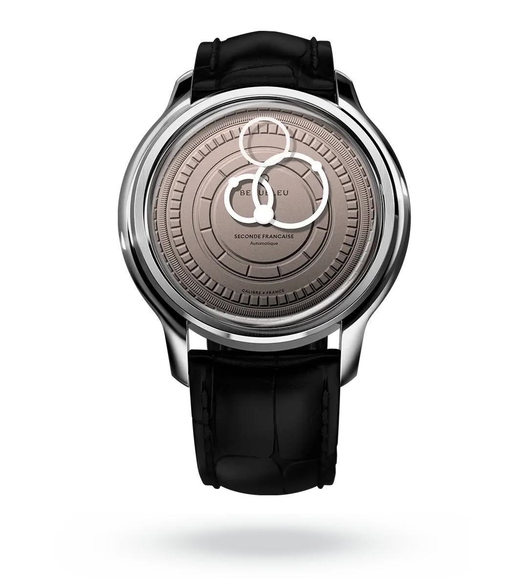 #couleur_Bracelet en cuir - Noir Caïman #color_Leather strap - Caiman Black