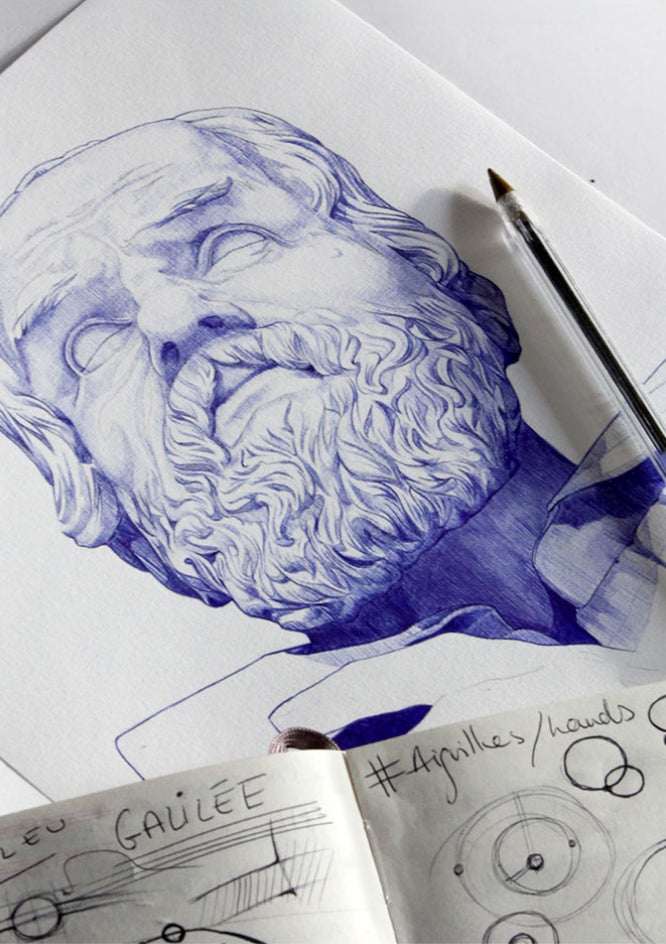dessin de galilée au stylo bic