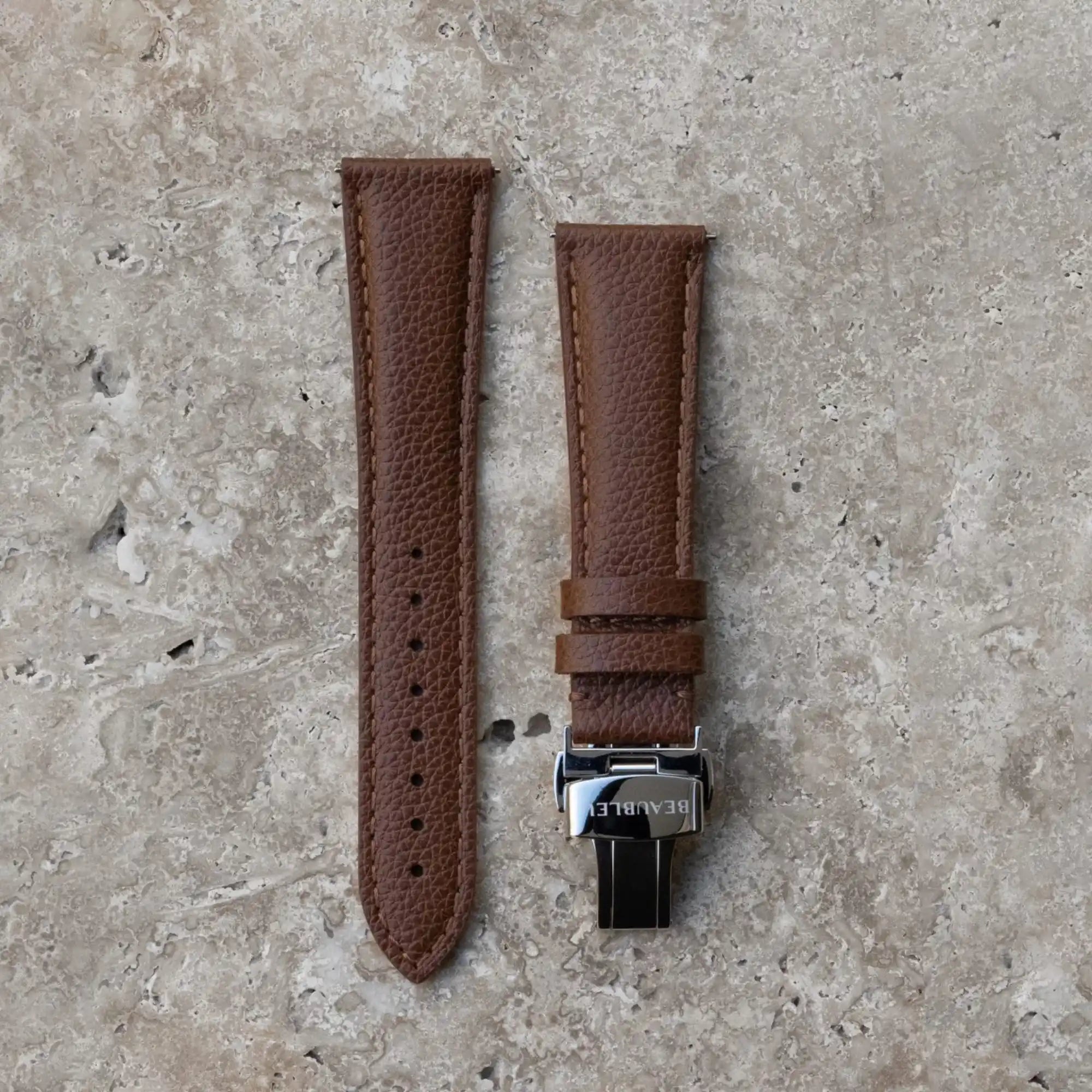 Bracelet Beaubleu cuir cognac