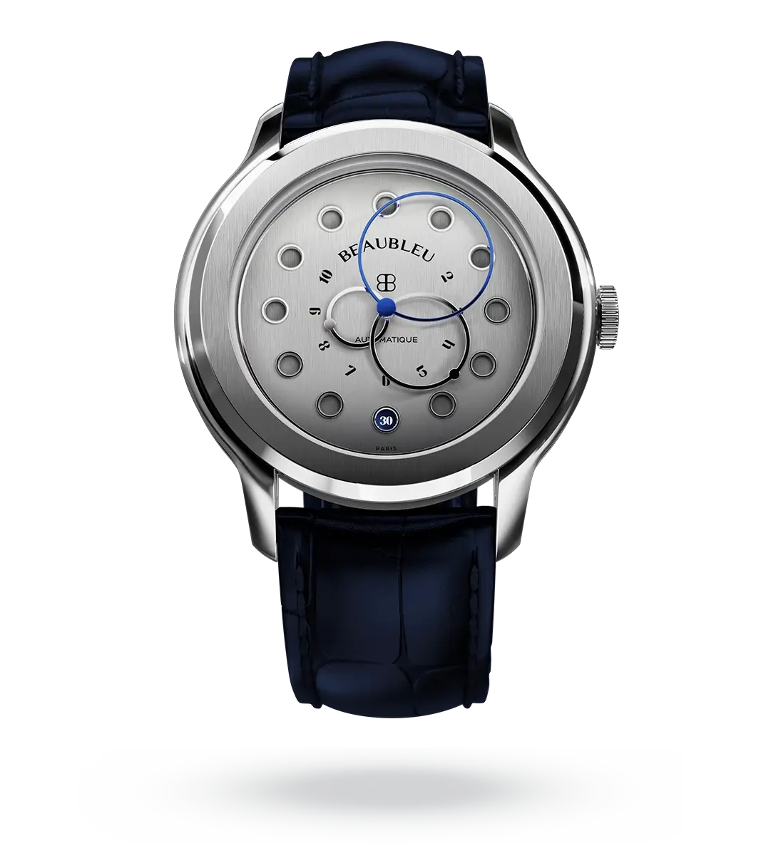 #couleur_Bracelet en cuir - Bleu #color_Leather strap - Blue