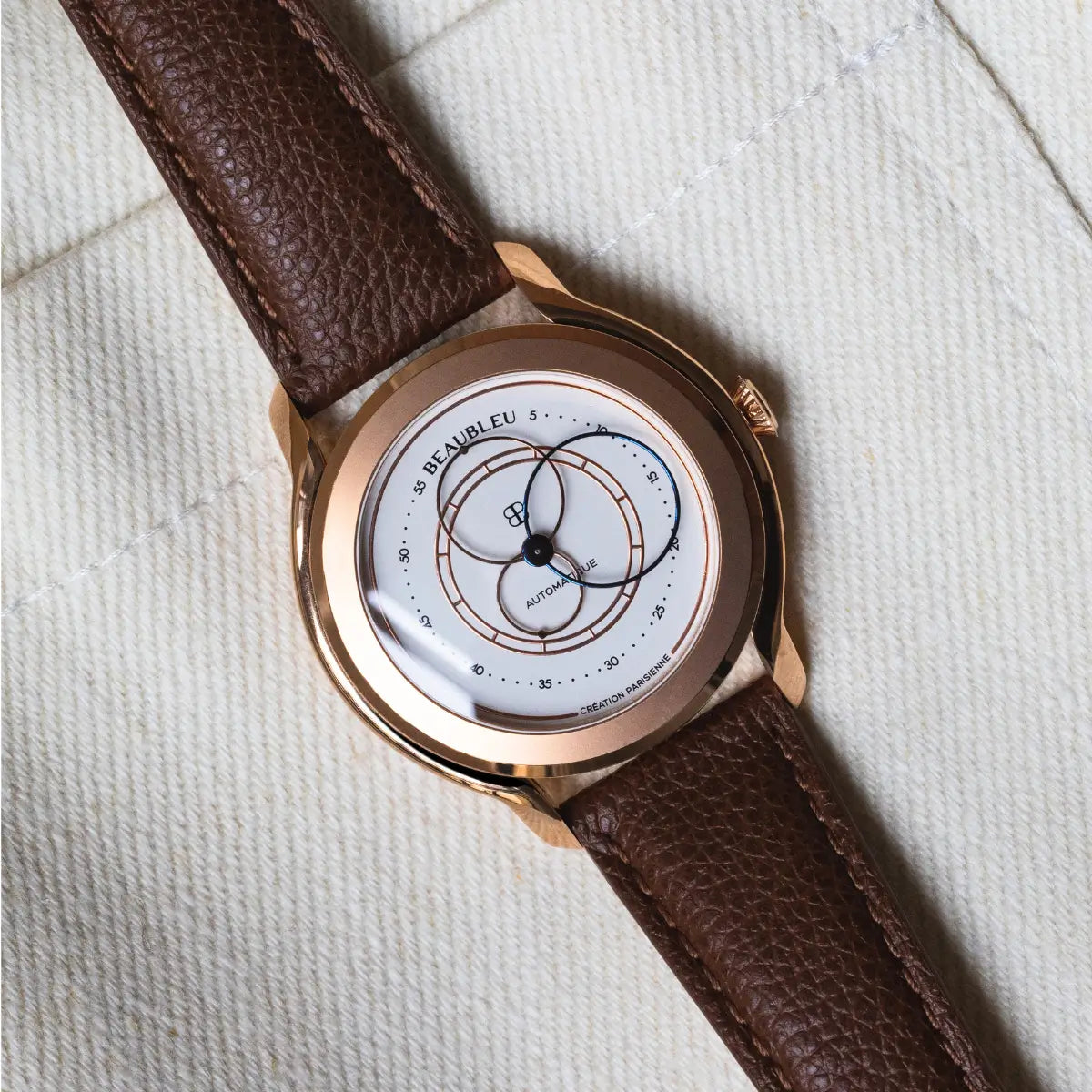 Montre Beaubleu Olympe sur bracelet en cuir cognac