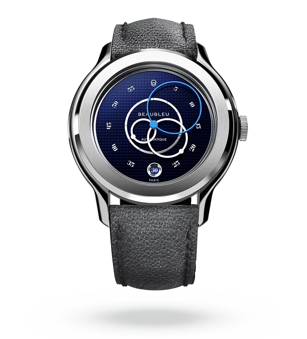 #couleur_Bracelet en cuir - Gris #color_Leather strap - Gray