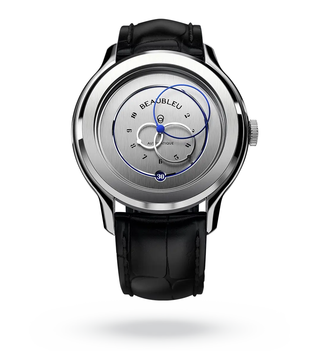 #couleur_Bracelet en cuir - Noir Caïman #color_Leather strap - Caiman Black