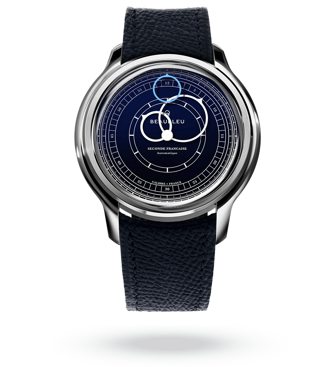 #couleur_Bracelet en cuir - Bleu Grainé #color_Leather strap - Grained Blue