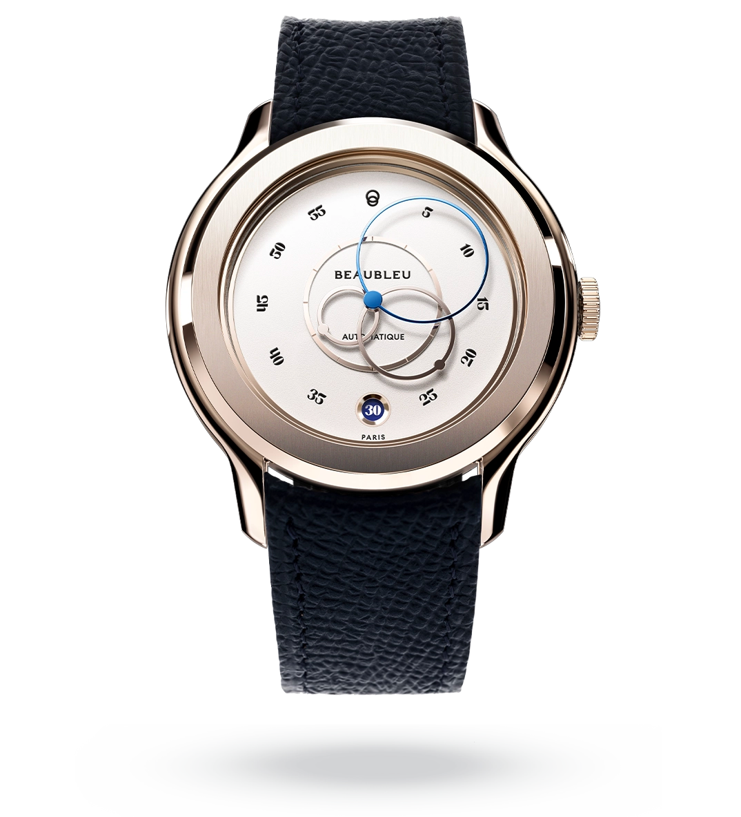 #couleur_Bracelet en cuir - Bleu Grainé #color_Leather strap - Grained Blue