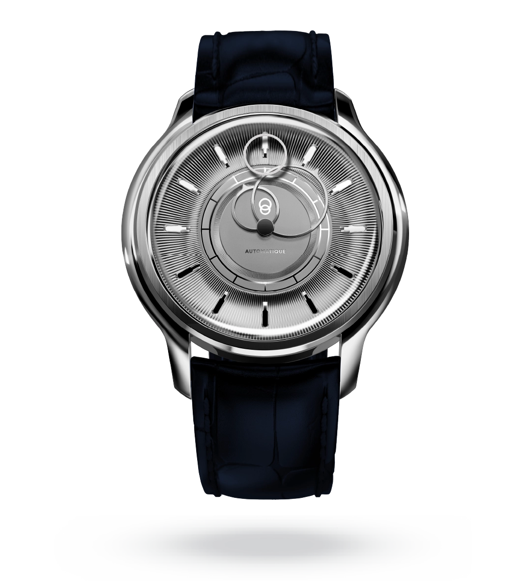 #couleur_Bracelet en cuir - Bleu Caïman #color_Leather strap - Caiman Blue