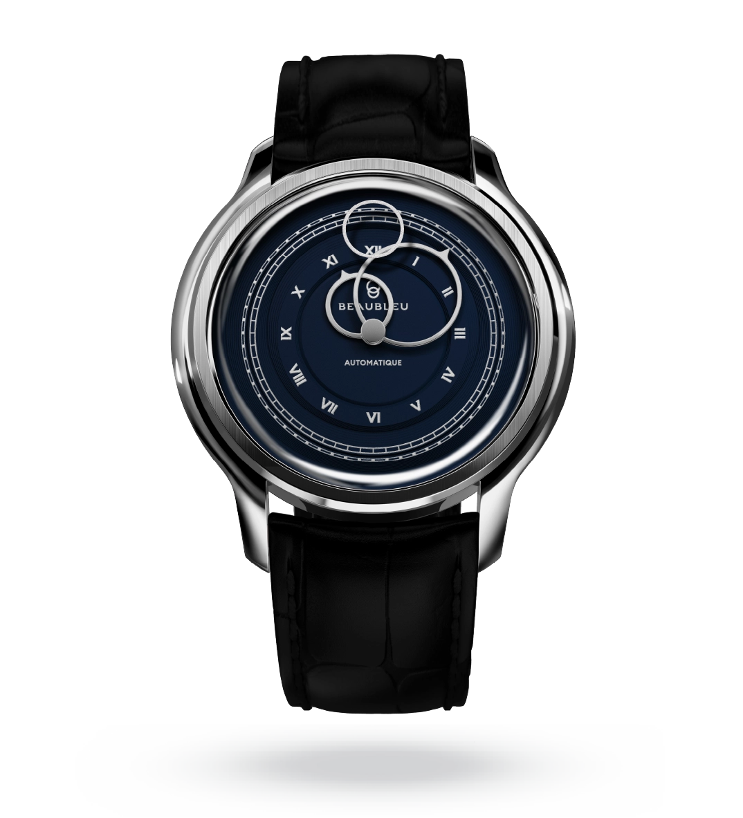 #couleur_Bracelet en cuir - Noir Caïman #color_Leather strap - Caiman Black