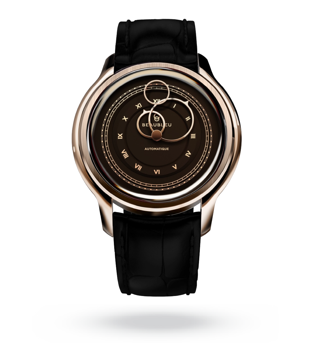 #couleur_Bracelet en cuir - Noir Caïman #color_Leather strap - Caiman Black