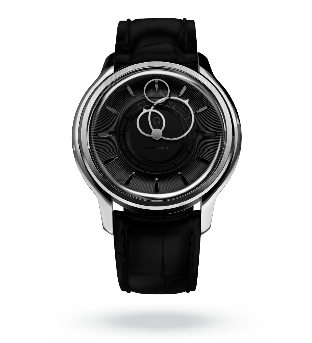 #couleur_Bracelet en cuir - Noir Caïman #color_Leather strap - Caiman Black