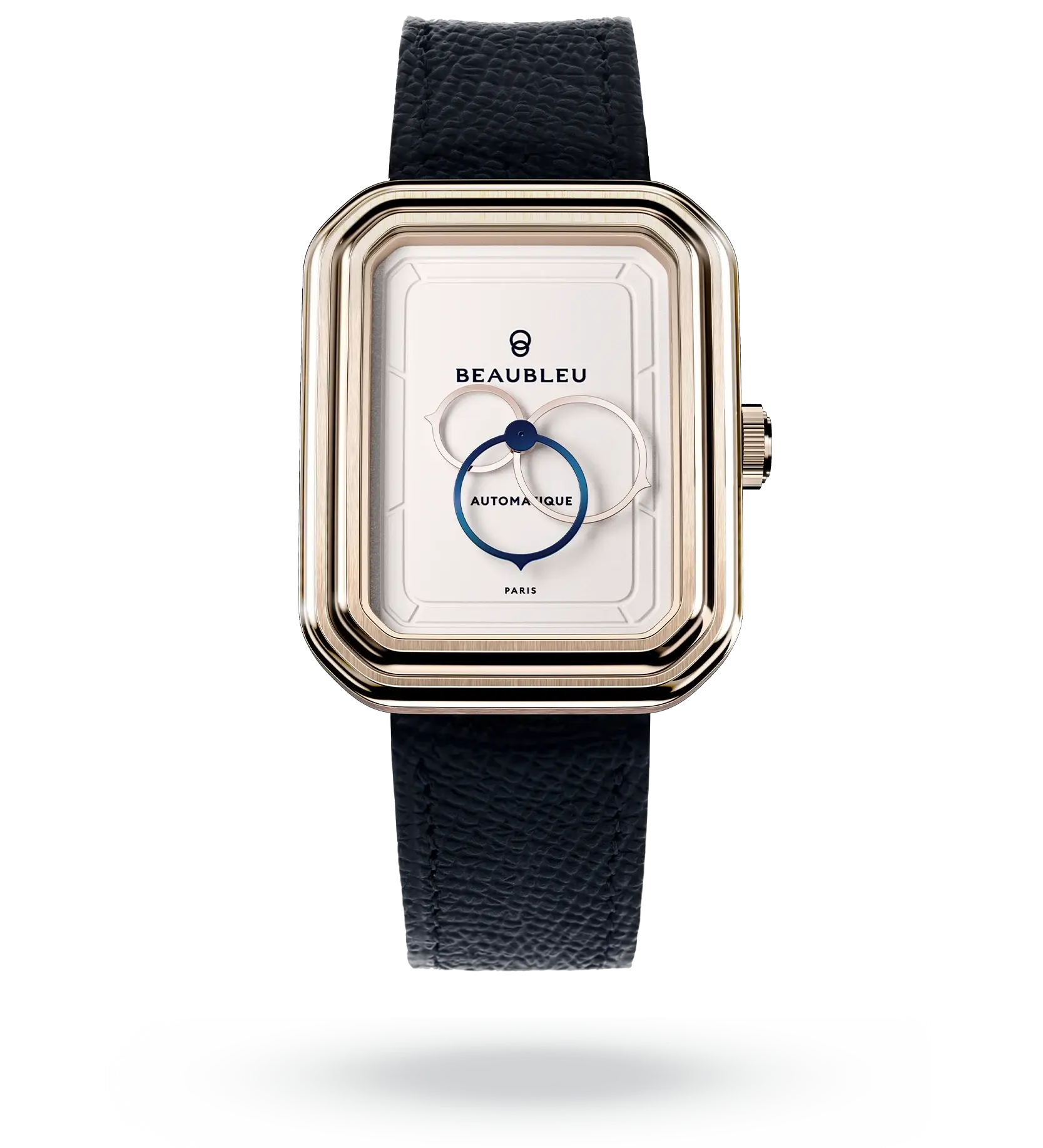 #couleur_Bracelet en cuir - Bleu Grainé #color_Leather strap - Grained Blue