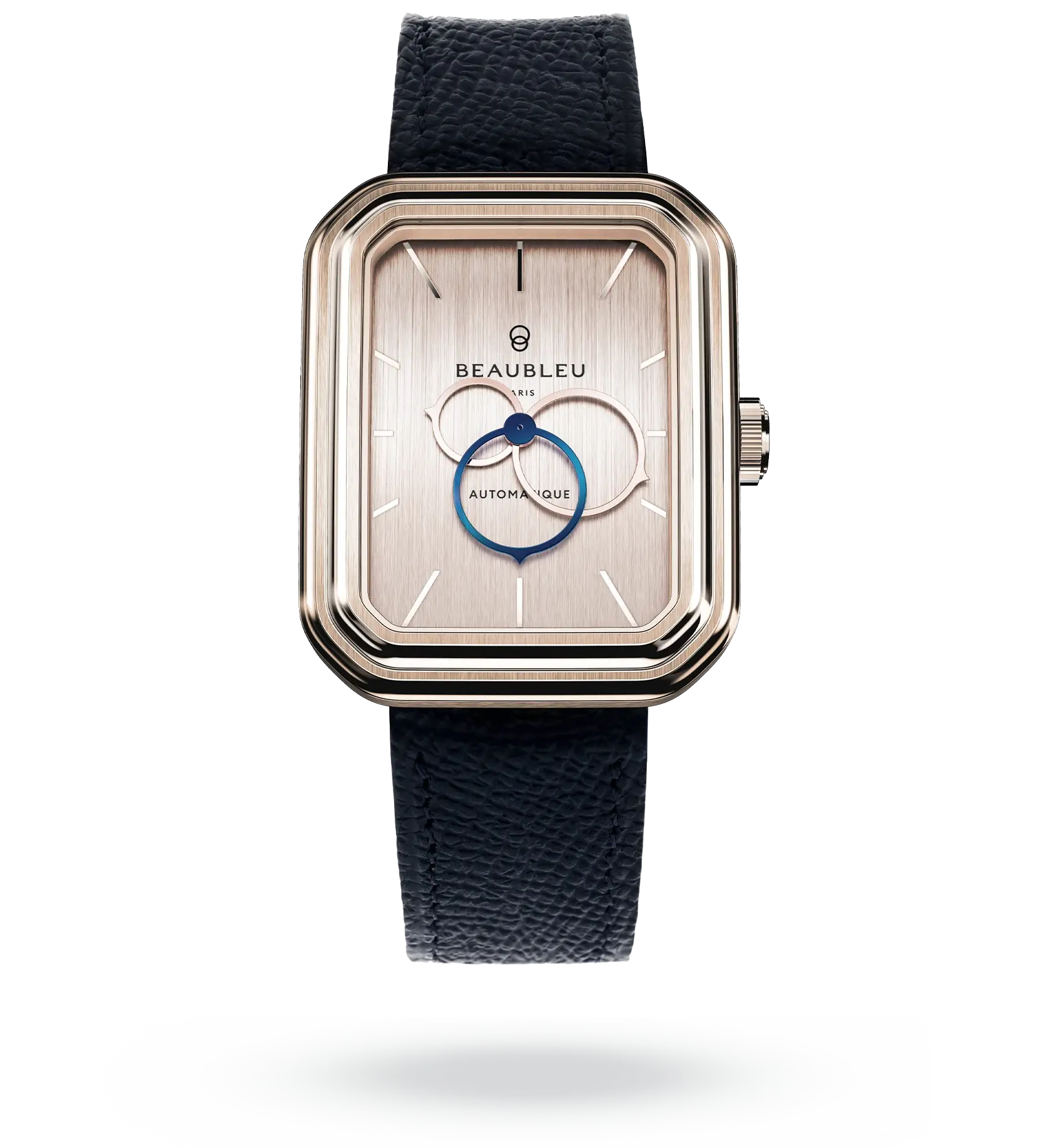 #couleur_Bracelet en cuir - Bleu Grainé #color_Leather strap - Grained Blue