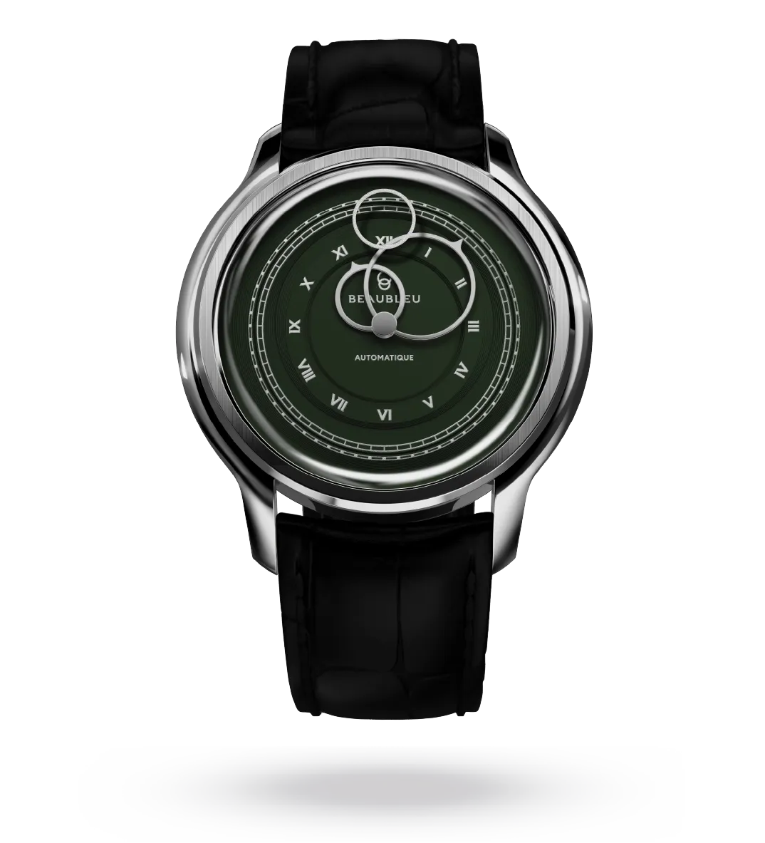 #couleur_Bracelet en cuir - Noir Caïman #color_Leather strap - Caiman Black