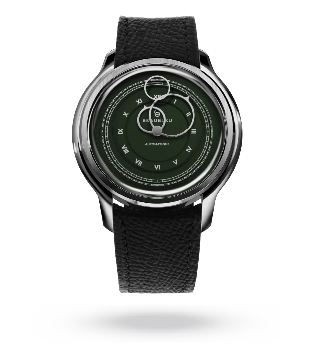 #couleur_Bracelet en cuir - Noir Grainé #color_Leather strap - Grained Black