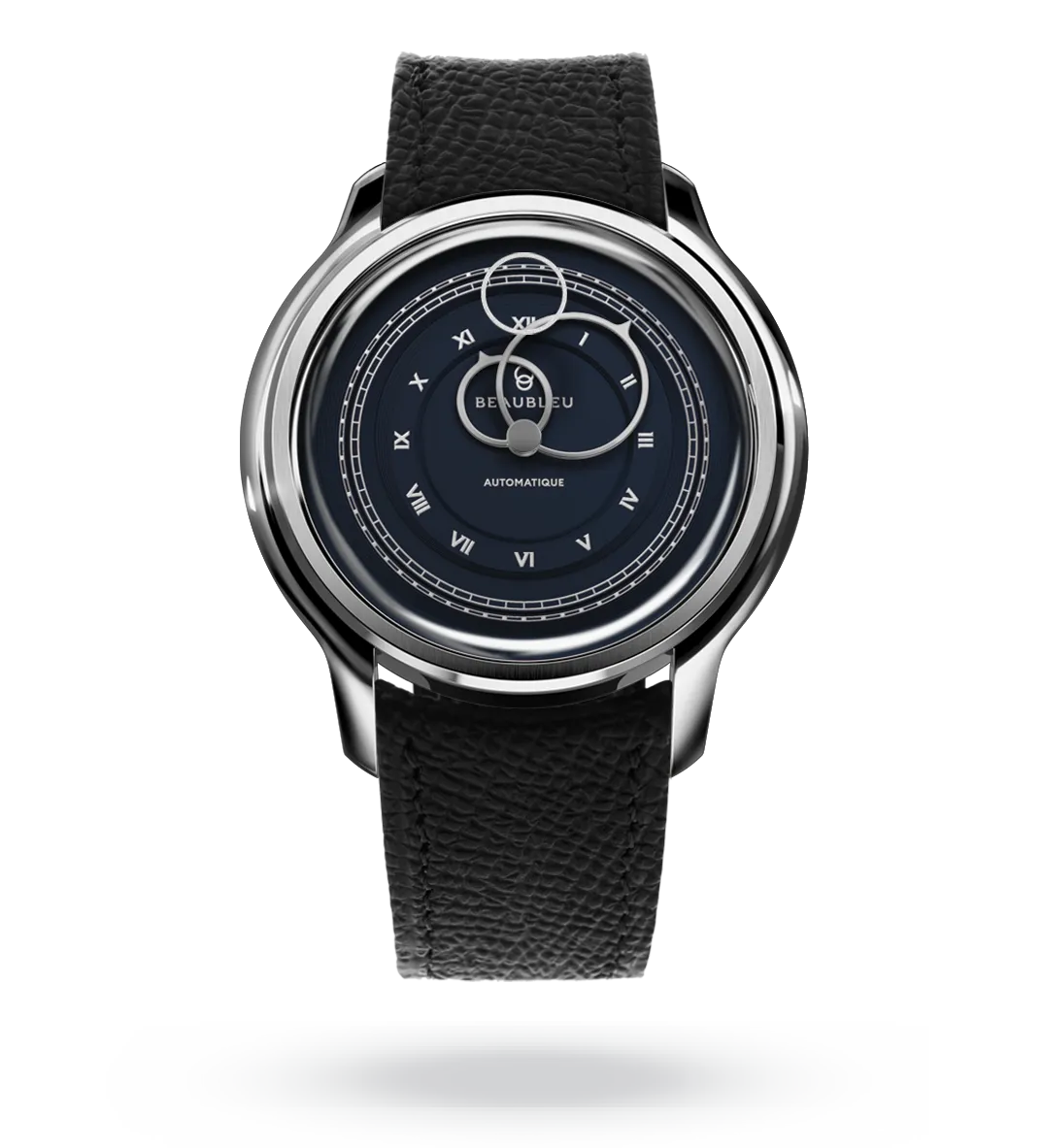 #couleur_Bracelet en cuir - Noir Grainé #color_Leather strap - Grained Black