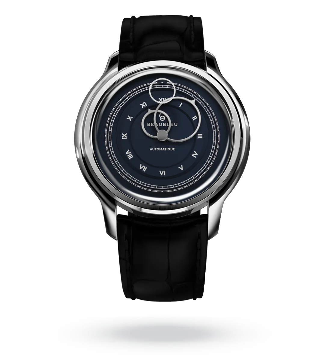 #couleur_Bracelet en cuir - Noir Caïman  #color_Leather strap - Caiman Black