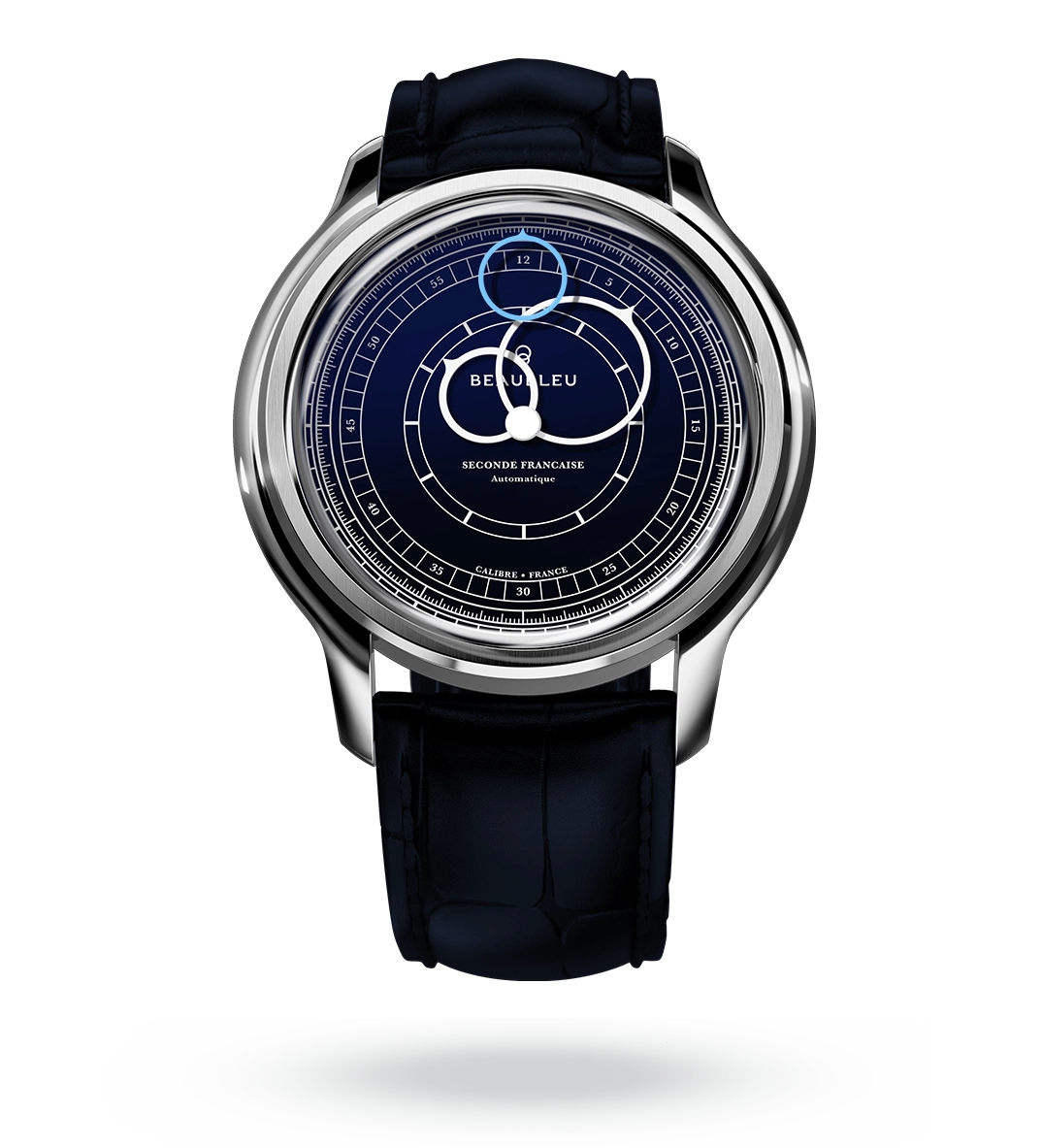 #couleur_Bracelet en cuir - Bleu Caïman #color_Leather strap - Caiman Blue