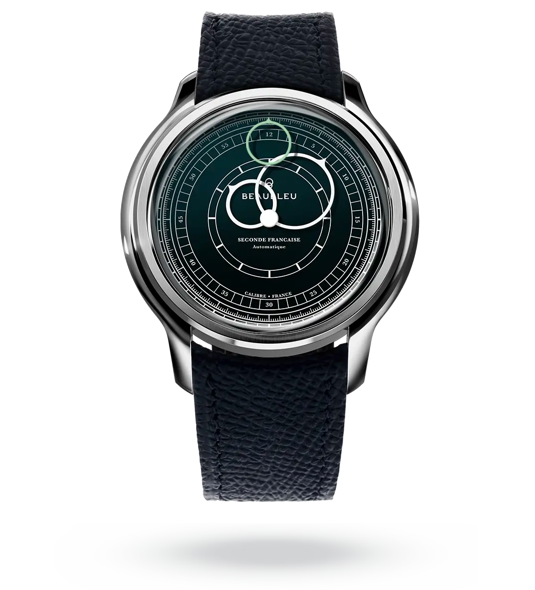 #couleur_Bracelet en cuir - Bleu Grainé #color_Leather strap - Grained Blue