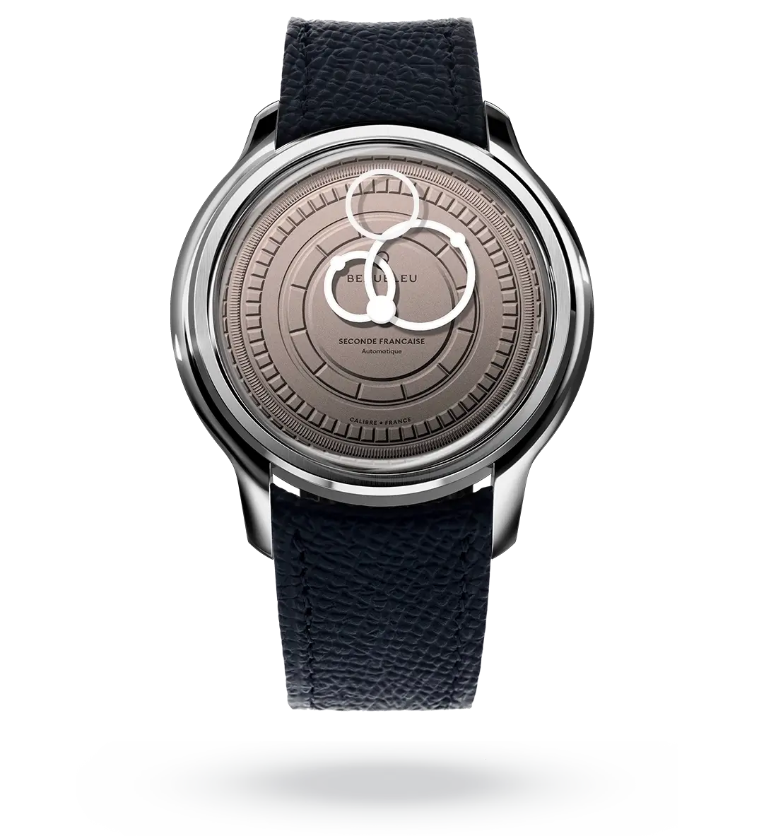 #couleur_Bracelet en cuir - Bleu Grainé #color_Leather strap - Grained Blue