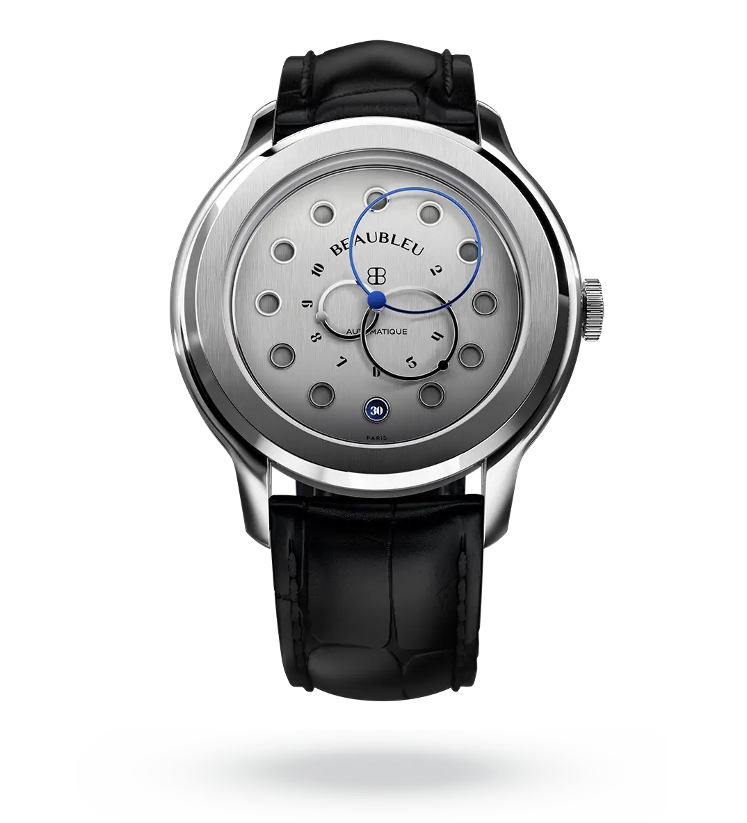 #couleur_Bracelet en cuir - Noir #color_Leather strap - Black