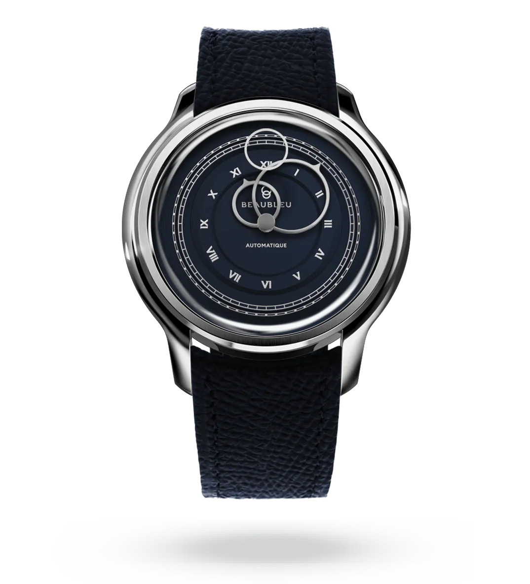 #couleur_Bracelet en cuir - Bleu Grainé #color_Leather strap - Grained Blue
