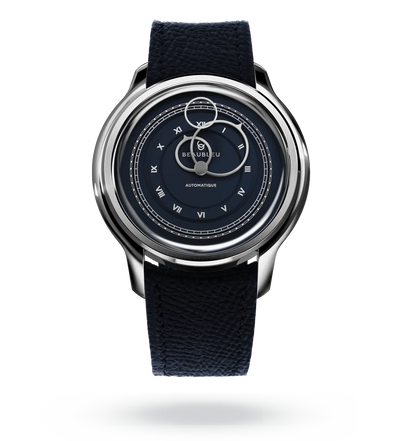 #couleur_Bracelet en cuir - Bleu Grainé #color_Leather strap - Grained Blue