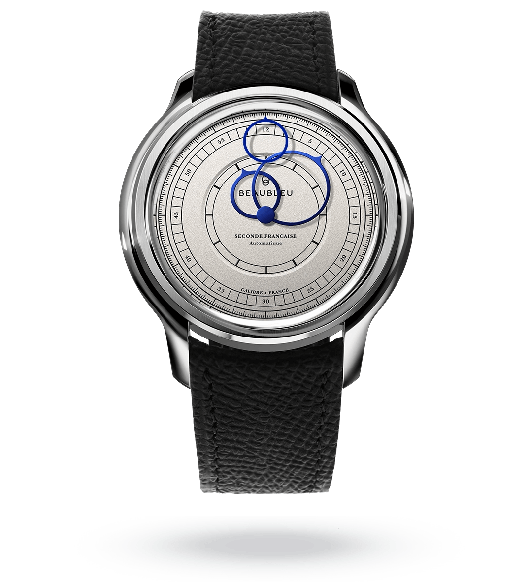 #couleur_Bracelet en cuir - Bleu Grainé #color_Leather strap - Grained Blue