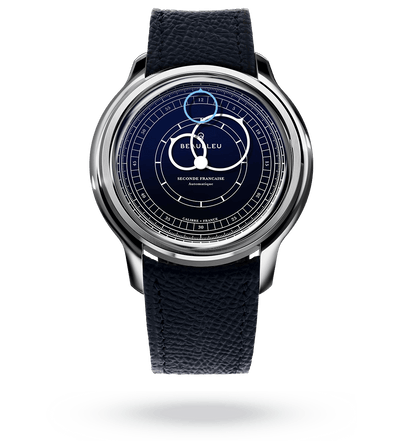 #couleur_Bracelet en cuir - Bleu Grainé #color_Leather strap - Grained Blue