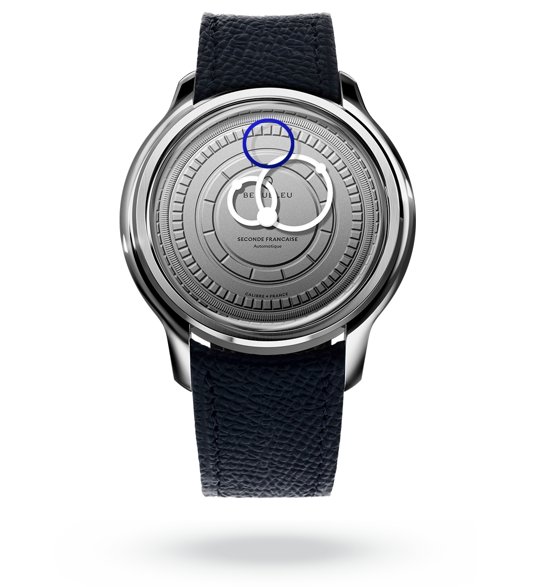 #couleur_Bracelet en cuir - Bleu Grainé #color_Leather strap - Grained Blue