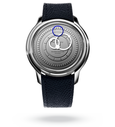 #couleur_Bracelet en cuir - Bleu Grainé #color_Leather strap - Grained Blue