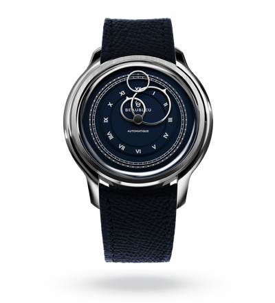 #couleur_Bracelet en cuir - Bleu Grainé #color_Leather strap - Grained Blue