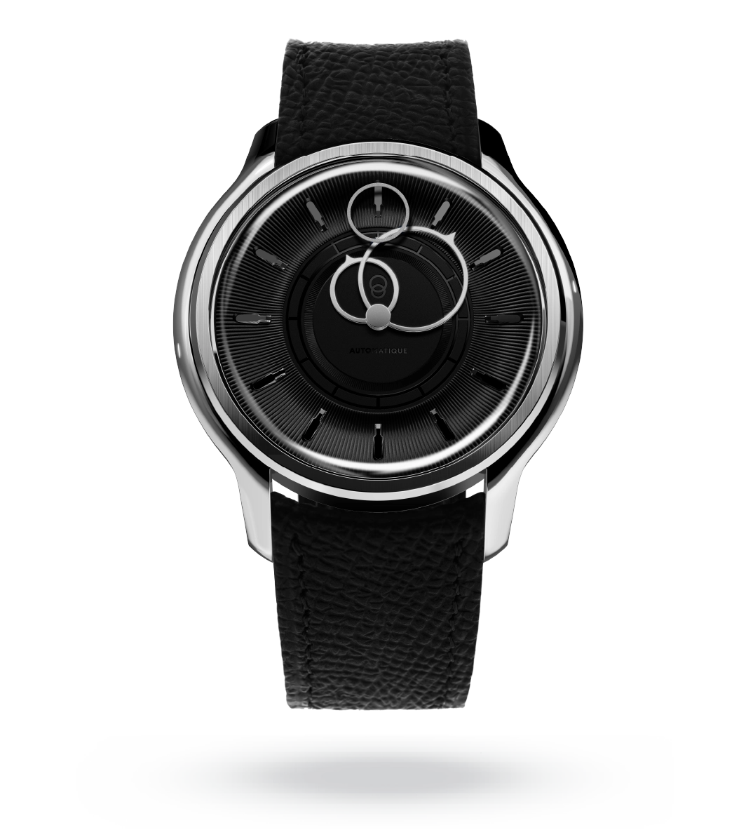 #couleur_Bracelet en cuir - Noir Grainé #color_Leather strap - Grained Black