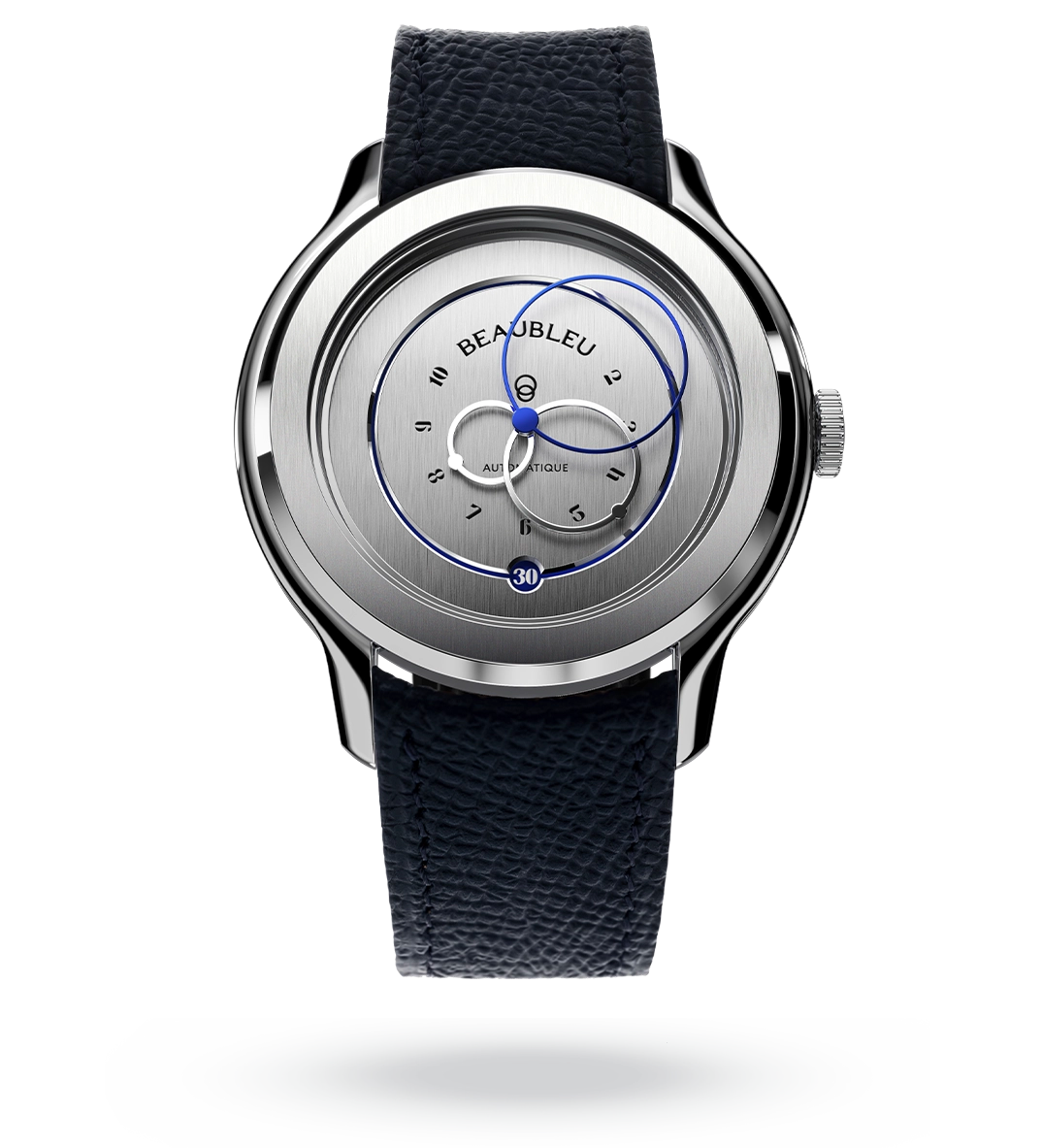 #couleur_Bracelet en cuir - Bleu Grainé #color_Leather strap - Grained Blue