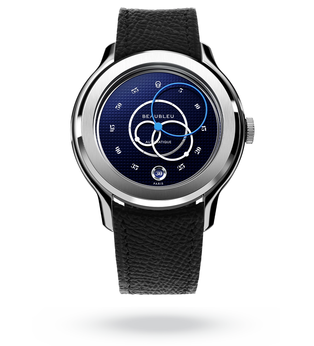 #couleur_Bracelet en cuir - Noir Grainé #color_Leather strap - Grained Black