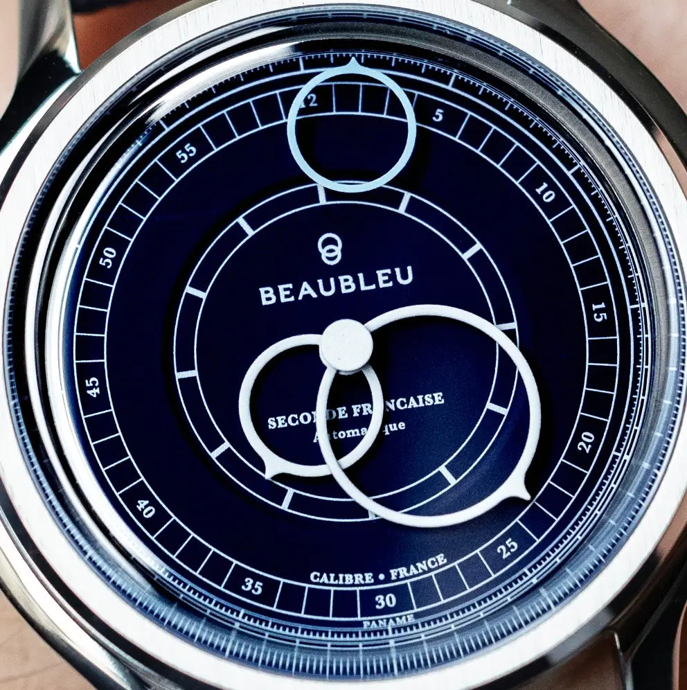 Montre Seconde Francaise Bleu zoom cadran