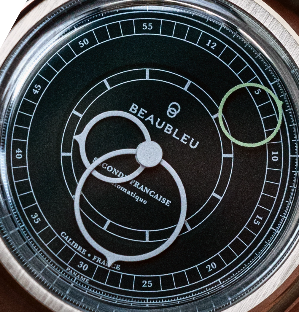 Montre Seconde Française vert zoom cadran