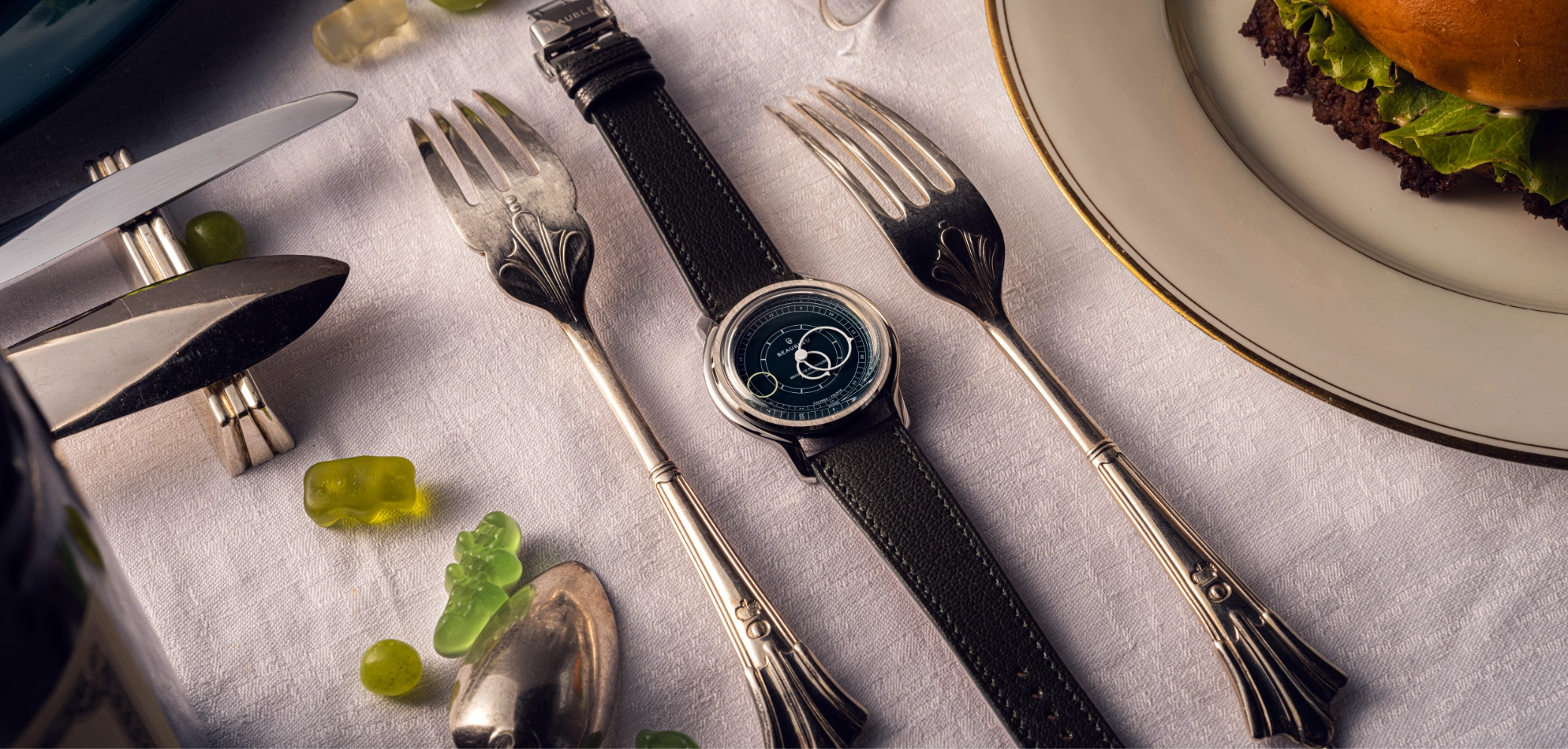 Montre Seconde Française vert nature morte