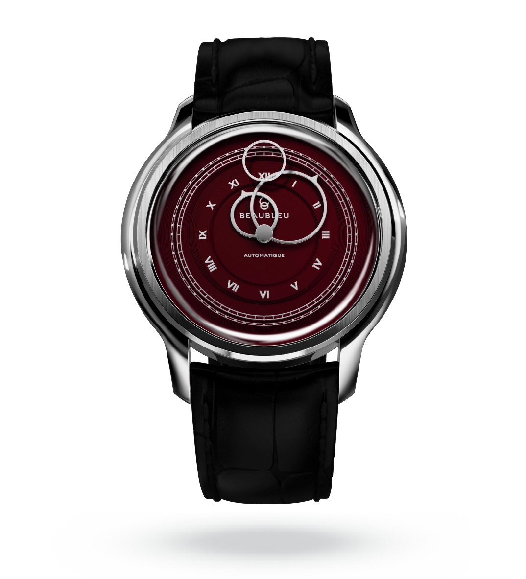 #couleur_Bracelet en cuir - Noir Caïman #color_Leather strap - Caiman Black