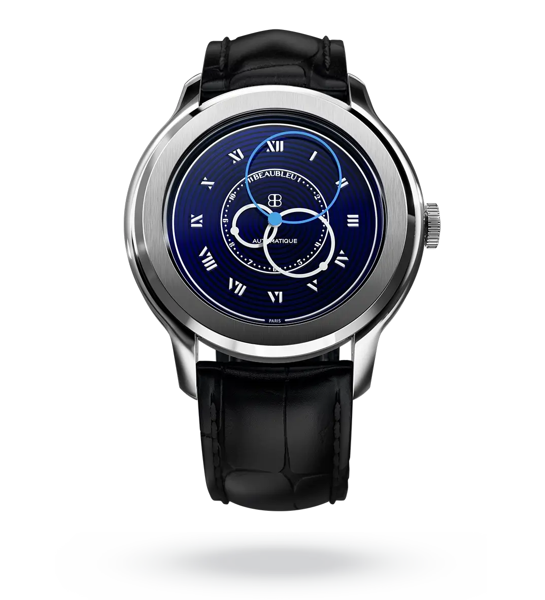 #couleur_Bracelet en cuir - Noir #color_Leather strap - Black